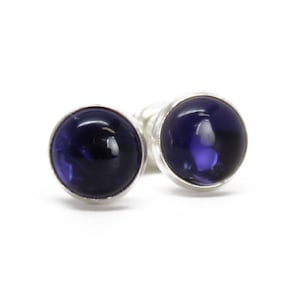 Iolite Stud Earrings in Sterling Silver, Small 6mm Deep Blue Gemstone Studs, Iolite Jewelry, September Birthstone, Water Sapphire