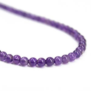 Amethyst Bead Necklace, Small 4mm Purple Gemstone Bead Strand with Clasp, February Birthstone Jewelry
