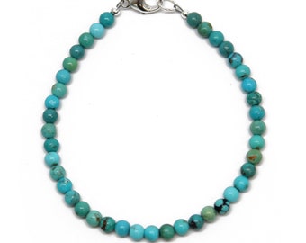 Genuine 4mm Hubei Turquoise Bead Bracelet