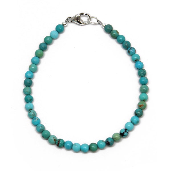 Genuine 4mm Hubei Turquoise Bead Bracelet
