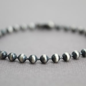 4mm Sterling Silver Bead Ball Chain Bracelet or Necklace, Oxidized or Shiny, Made to Order Lengths, Unisex Silver Chain
