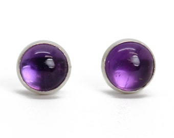 6mm Amethyst Stud Earrings in Sterling Silver, Purple Stud Earrings, Natural Amethyst Jewelry, February Birthstone