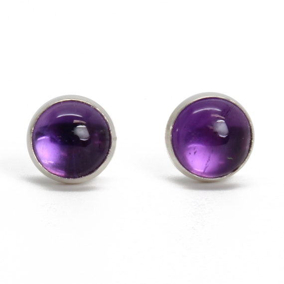 Orecchini A Bottone In Argento 925 Con Zirconia Cubica – Colore Ametista Porpora, Misure Da 2 A 12 Mm, Confezione Regalo