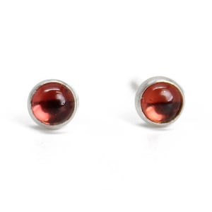 Tiny 3mm Garnet Stud Earrings, Little Burgundy Red Studs, Second Hole Stud Earrings, January Birthstone