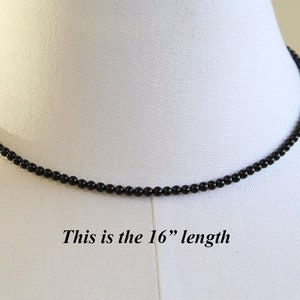 Black Onyx Necklace, Small 3mm Beads, Sterling Silver Clasp, Made to Order 14 to 42 Inches, Black Necklace for Women image 4