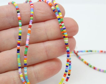 Multi Color Seed Bead Necklace Thin 1 