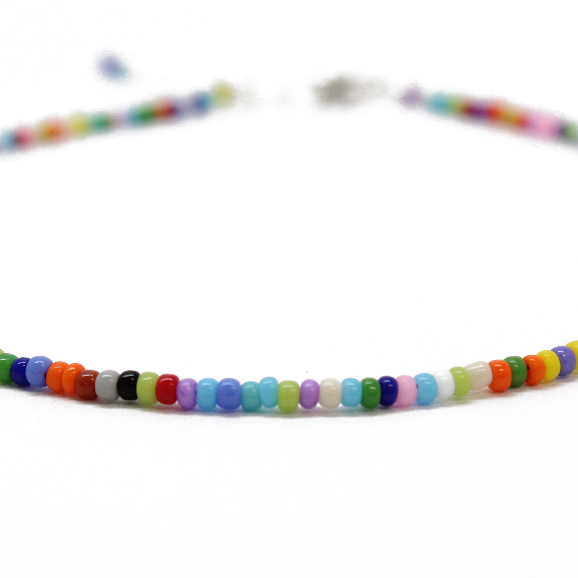 Multi Color Rainbow Bead Anklet Adjustable with Sterling Silver Clasp, Beaded Anklet