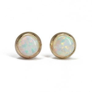4mm Opal Stud Earrings, Lab Created Opal Studs, October Birthstone Jewelry