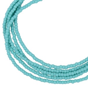 Matte Turquoise Seed Bead Necklace, Dainty Glass Bead Choker, Custom Made to Order Lengths