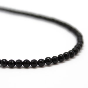 Black Onyx Necklace, Small 3mm Beads, Sterling Silver Clasp, Made to Order 14 to 42 Inches, Black Necklace for Women image 3