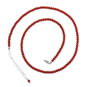 Red Coral Choker Necklace, Thin 2mm Bright Red Gemstone Necklace, Beaded Choker