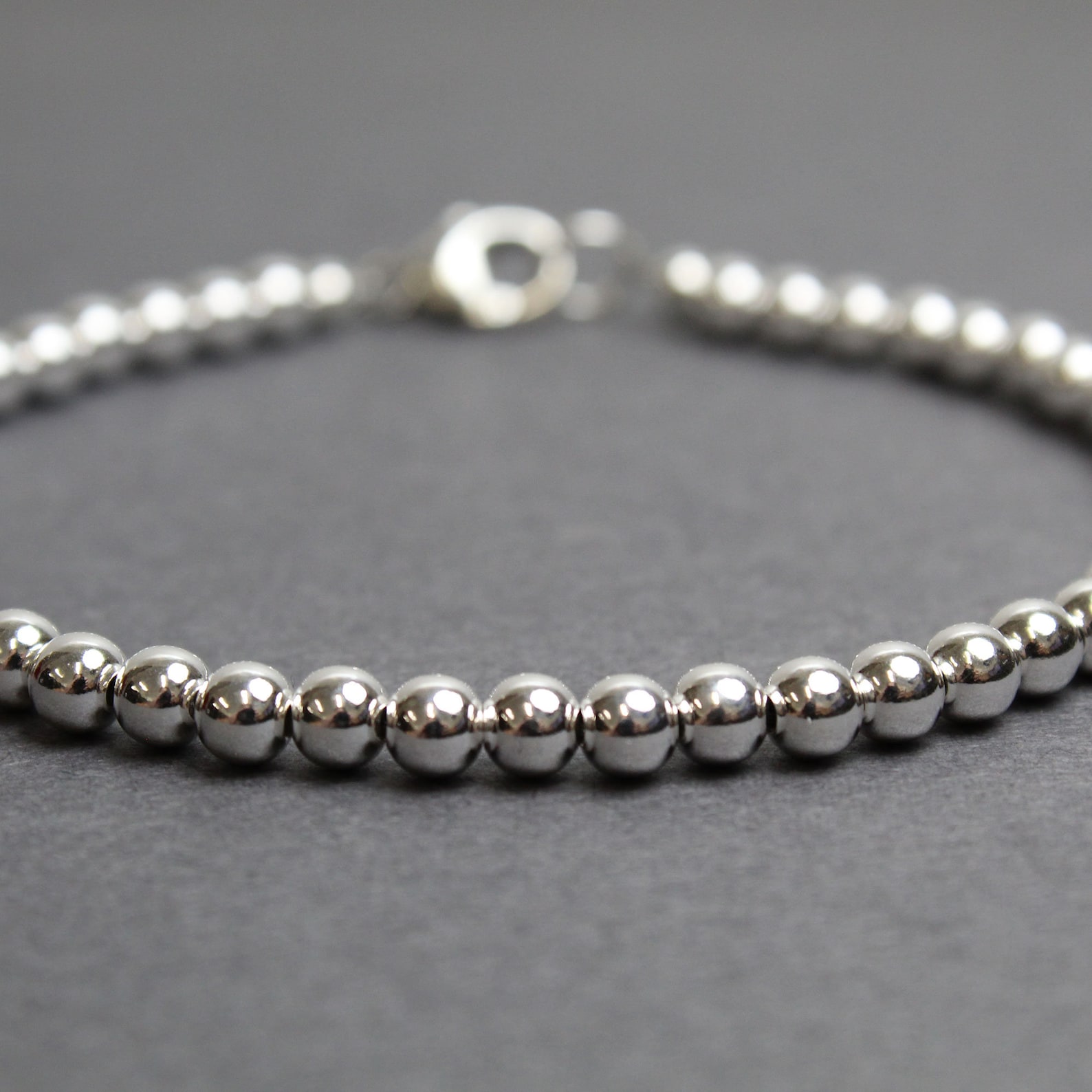 4mm Sterling Silver Bead Bracelet Silver Bead Bracelet Etsy