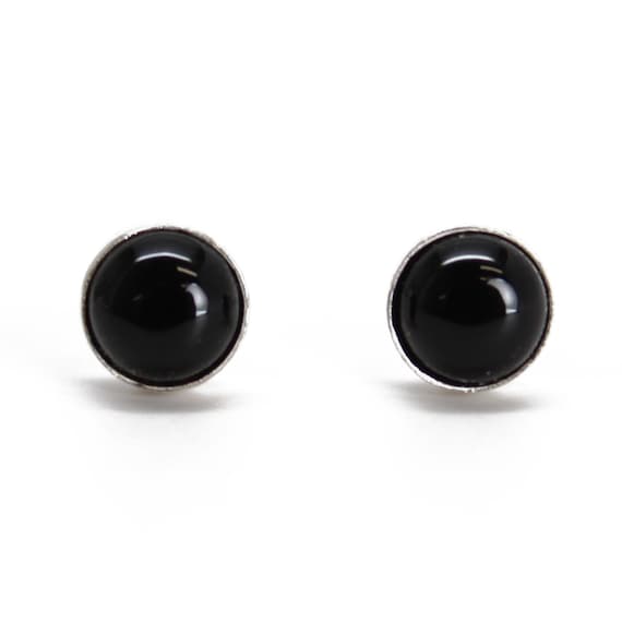 4mm Black Onyx Stud Earrings in Sterling Silver or Gold Fill
