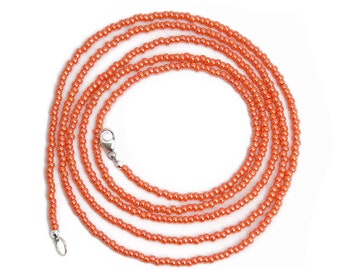 Orange Seed Bead Necklace,  Thin 1.5mm Single Strand Pumpkin Orange Beaded Necklace, Made to Order Long to Choker