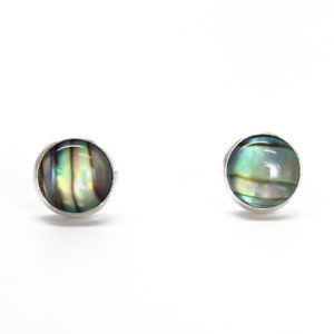 6mm Paua Shell Stud Earrings, Blue Green Abalone Studs