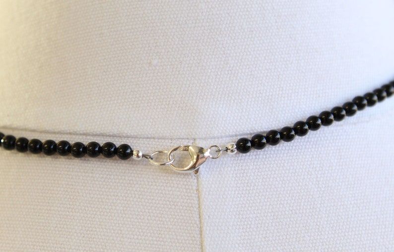 Black Onyx Necklace, Small 3mm Beads, Sterling Silver Clasp, Made to Order 14 to 42 Inches, Black Necklace for Women image 6