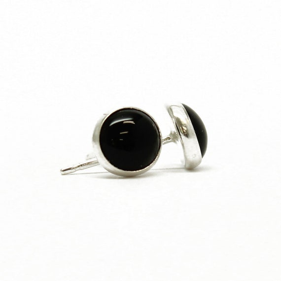 6mm Black Onyx Sterling Silver Stud Earrings