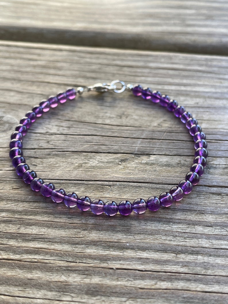 Amethyst Bracelet, Purple Bracelet, Amethyst Jewelry, Gemstone Jewelry, Amethyst Bead Bracelet, February Birthstone Gift image 2