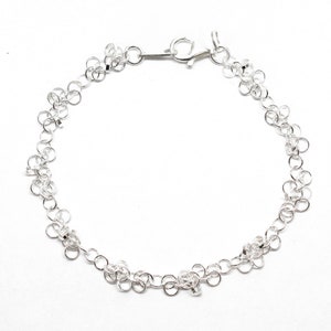 Sterling Silver Chain Bracelet with Alternating Ringlets, Dainty Silver Bracelet, Sterling Silver Bracelet