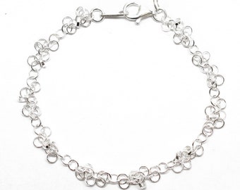 Dainty Sterling Silver Chain Bracelet with Alternating Ringlets