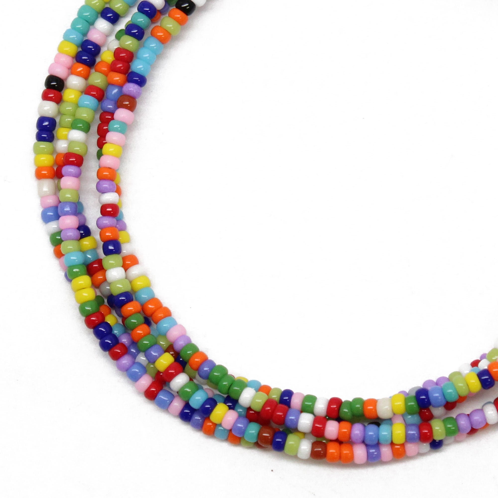 Seed Bead Necklace with Multicolor Mosaic Design Multiple Lengths Available Beaded Kumihimo Necklace