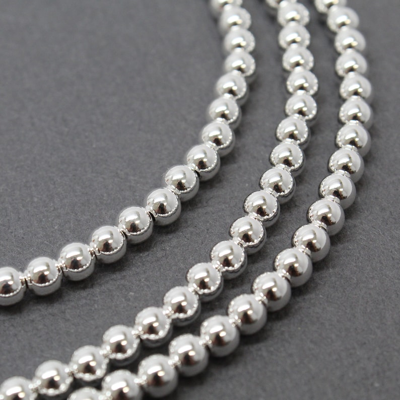4mm Sterling Silver Bead Necklace