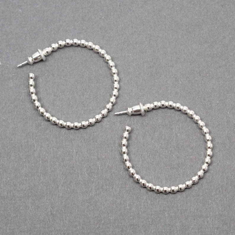 Sterling Silver Ball Wire Hoop Earrings Sterling Silver Hoop Etsy