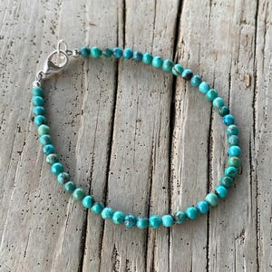 Genuine 3mm Blue Green Brown Turquoise Bead Bracelet