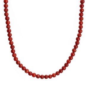 Red Bamboo Coral Necklace, Small 4mm Single Strand Red Beaded Necklace, Genuine Coral Jewelry