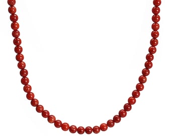 Red Bamboo Coral Necklace, Small 4mm Single Strand Red Beaded Necklace, Coral Jewelry