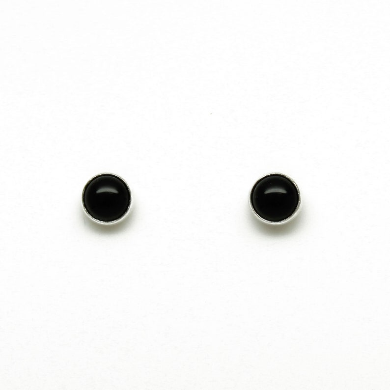 4mm Black Onyx Stud Earrings in Sterling Silver Onyx Studs | Etsy