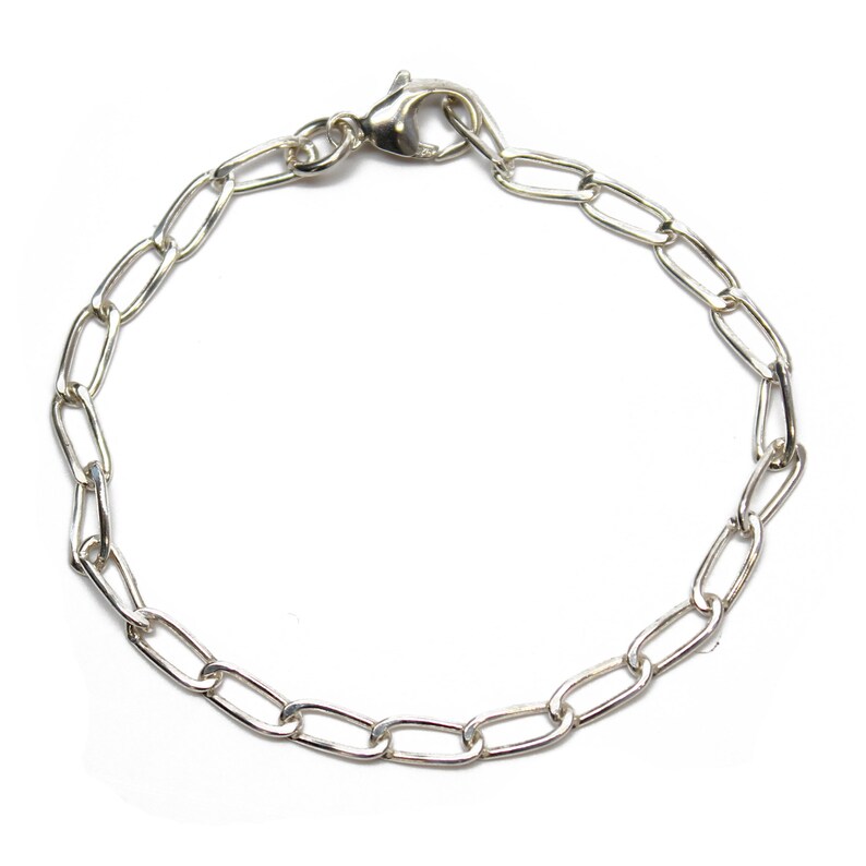 Sterling Silver Chain Link Bracelet Hammered Elongated Oval Etsy