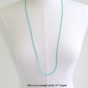 Turquoise Seed Bead Necklace Matte Finish, Thin 1.5mm Single Strand Turquoise Color Beaded Necklace, Made to Order Long to Choker image 6