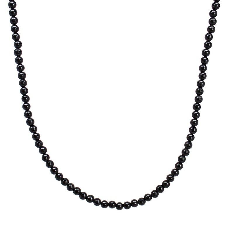 Black Onyx Necklace, Small 3mm Beads, Sterling Silver Clasp, Made to Order 14 to 42 Inches, Black Necklace for Women image 1