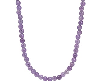 Amethyst Bead Necklace, Small 4mm Purple Gemstone Bead Strand with Clasp