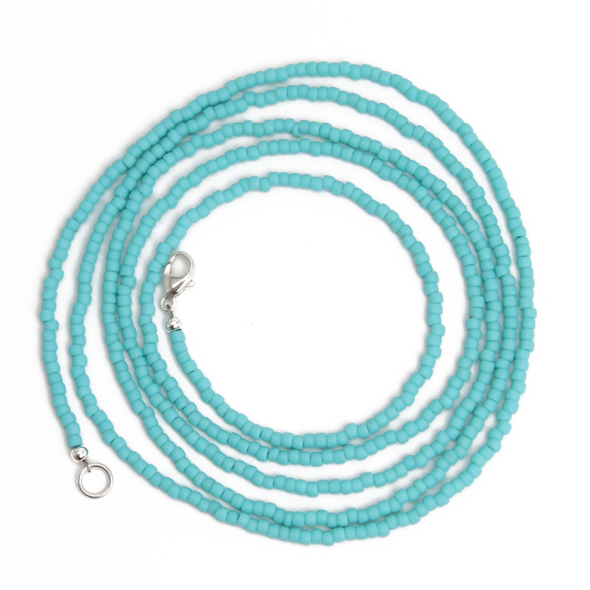 16 Dainty Minimalist Seed Bead Necklace Multi Turquoise – My