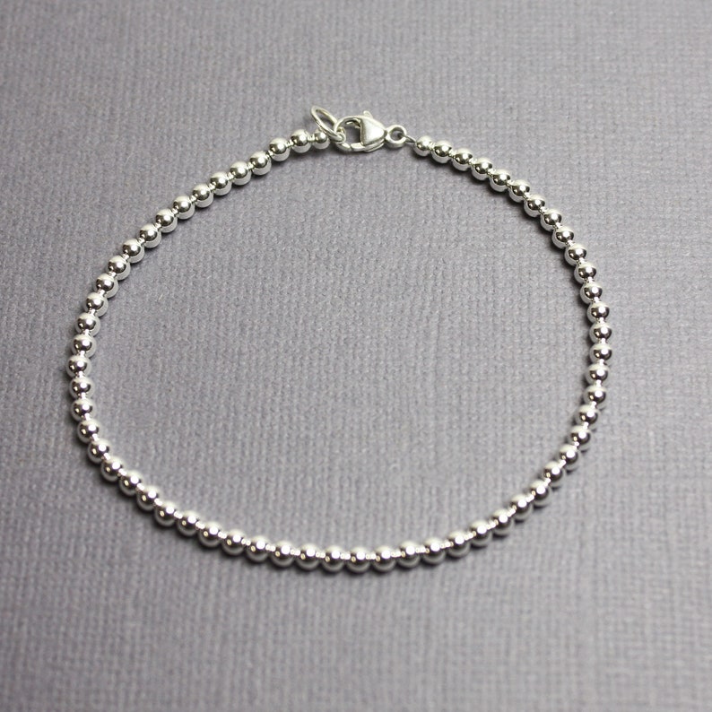 Silver Bead Bracelet Small 3mm Sterling Silver Bead Bracelet Etsy