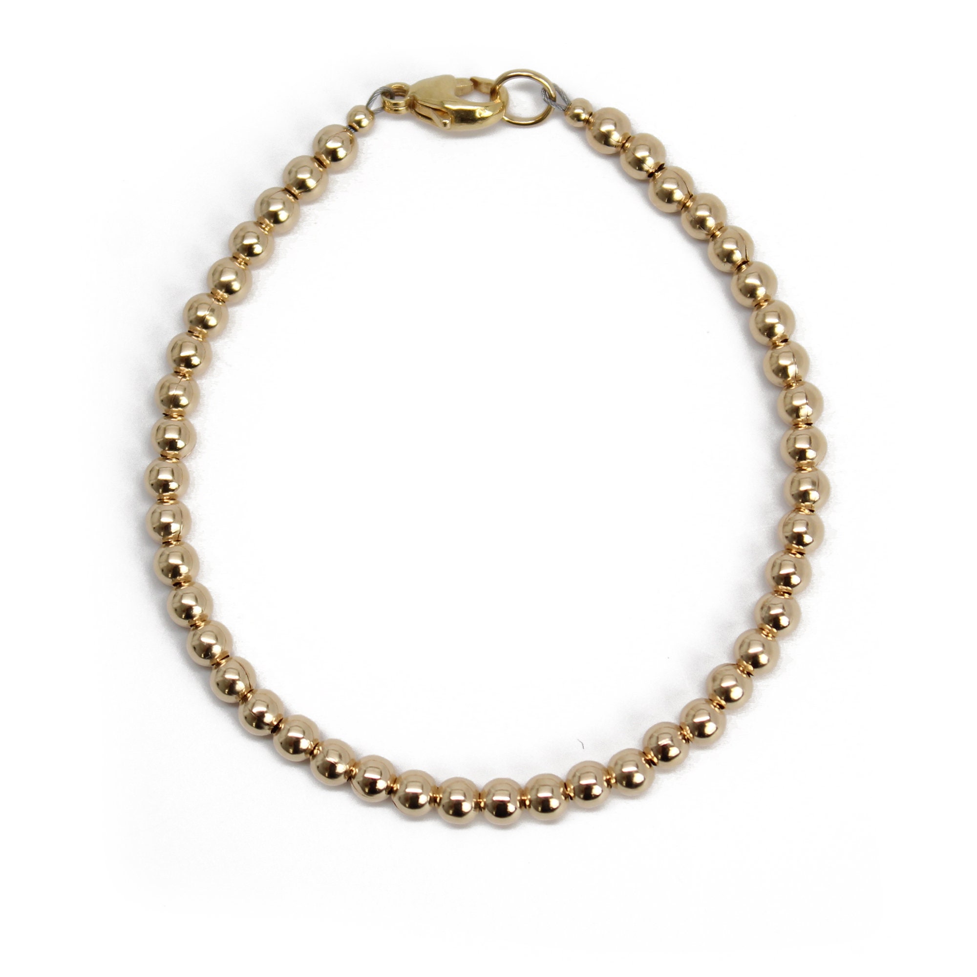 Amazon.com: Gold Bead Bracelet 3mm with Single Diamond Bead : Handmade  Products
