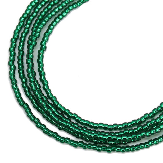 Emerald Green Seed Bead Necklace Thin 1.5mm Single Strand Etsy