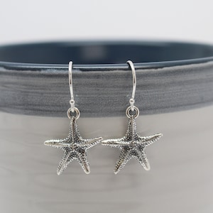 Sterling Silver Starfish Earrings, Beach Earrings, Ocean Lover Gift Idea, Summer Jewelry
