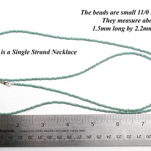 Turquoise Blue Picasso Seed Bead Necklace, Thin 1.5mm Single Strand image 7