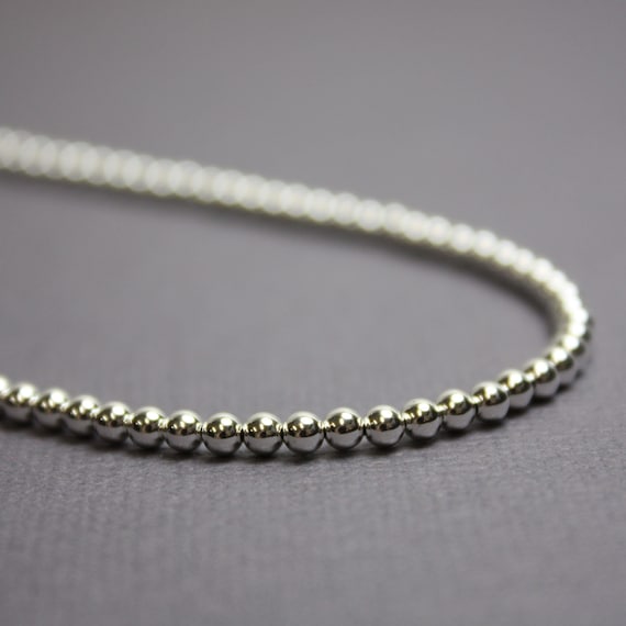 3mm Sterling Silver Bead Necklace Strand