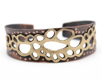 Brass and Copper Cuff, Mixed Metal Bracelet, Organic Copper Cuff, Handmade Artisan Jewelry, Unique Bracelet