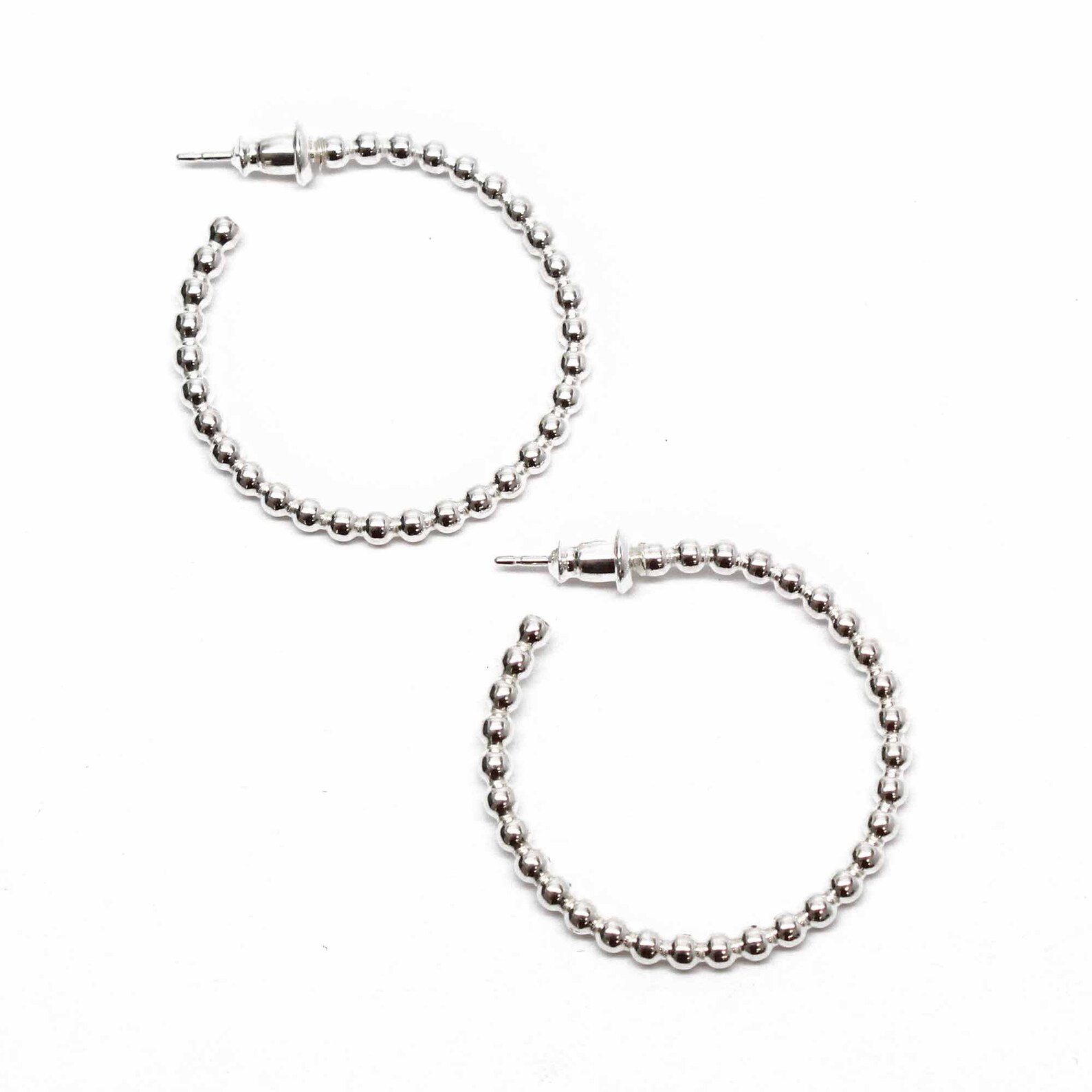 Sterling Silver Ball Wire Hoop Earrings Sterling Silver Hoop Etsy