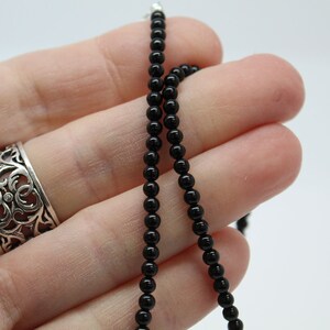 Black Onyx Necklace, Small 3mm Beads, Sterling Silver Clasp, Made to Order 14 to 42 Inches, Black Necklace for Women image 8