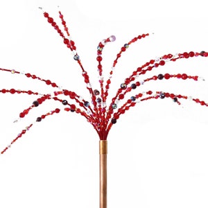 Handmade Ruby Red Glass Bead Suncatcher: Garden Art, Unique Gift