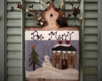 Wees vrolijk, PDF Instant Download PATROON, Punch Needle Design door Leslie Davis/One of A Kind Heirlooms