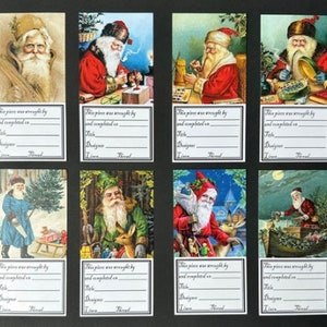 Kathy Barrick set of 8 Santa Needlework Labels