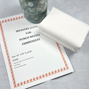 Weavers Cloth-Punch Needle Fabric 1 full Yard of Plain/White  color