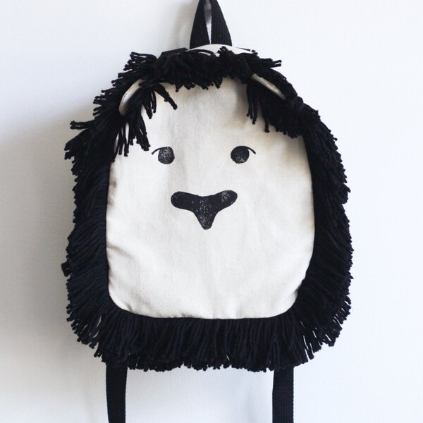 TER volgorde, peuter rugzak Kinder rugzak, Lion rugzak, Hand gestempeld, blok gedrukt, kids rugzak, preschool